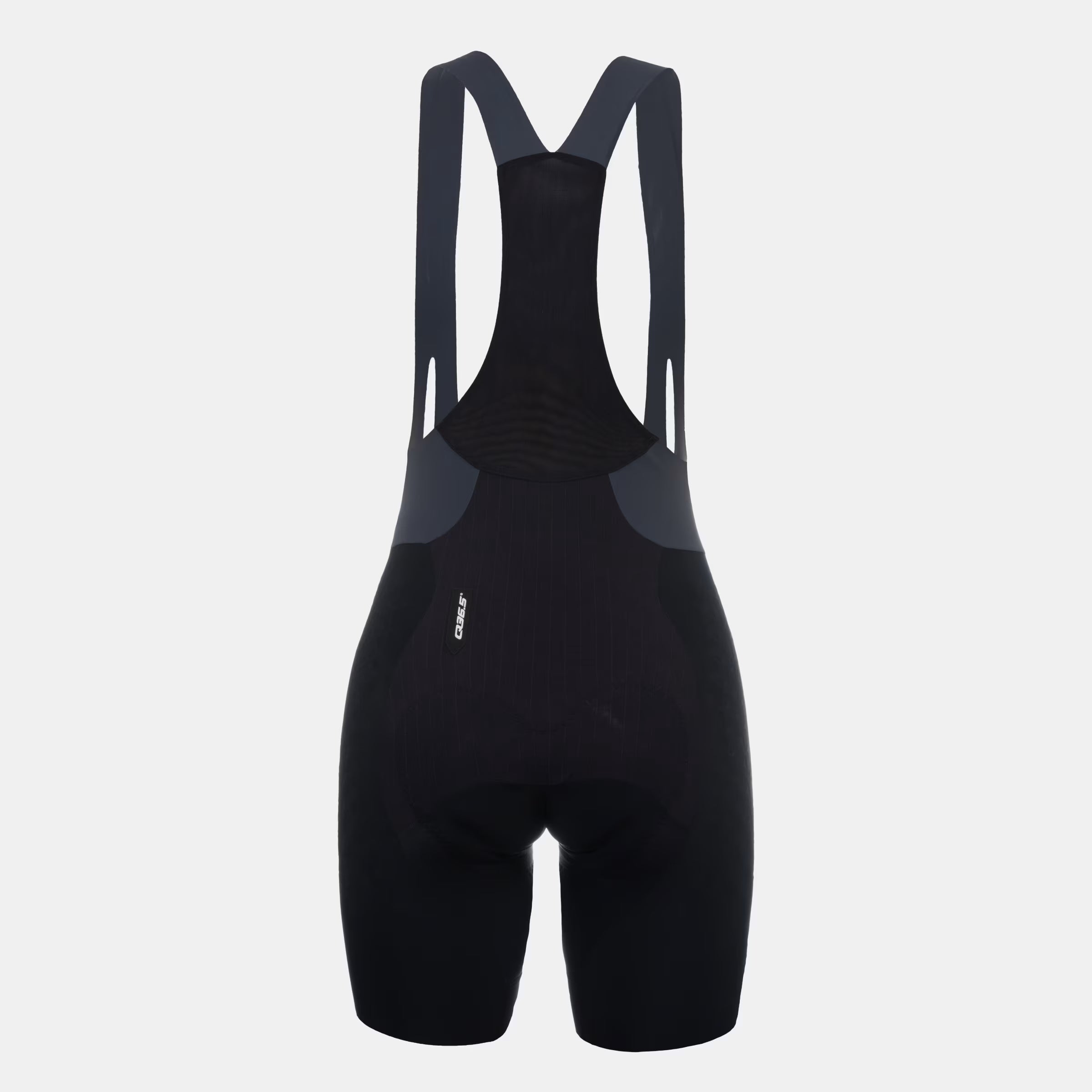 Back view of Q36.5 Gregarius Grid Skin Bib Shorts - Women's - Black showing mesh upper and ergonomic fit details