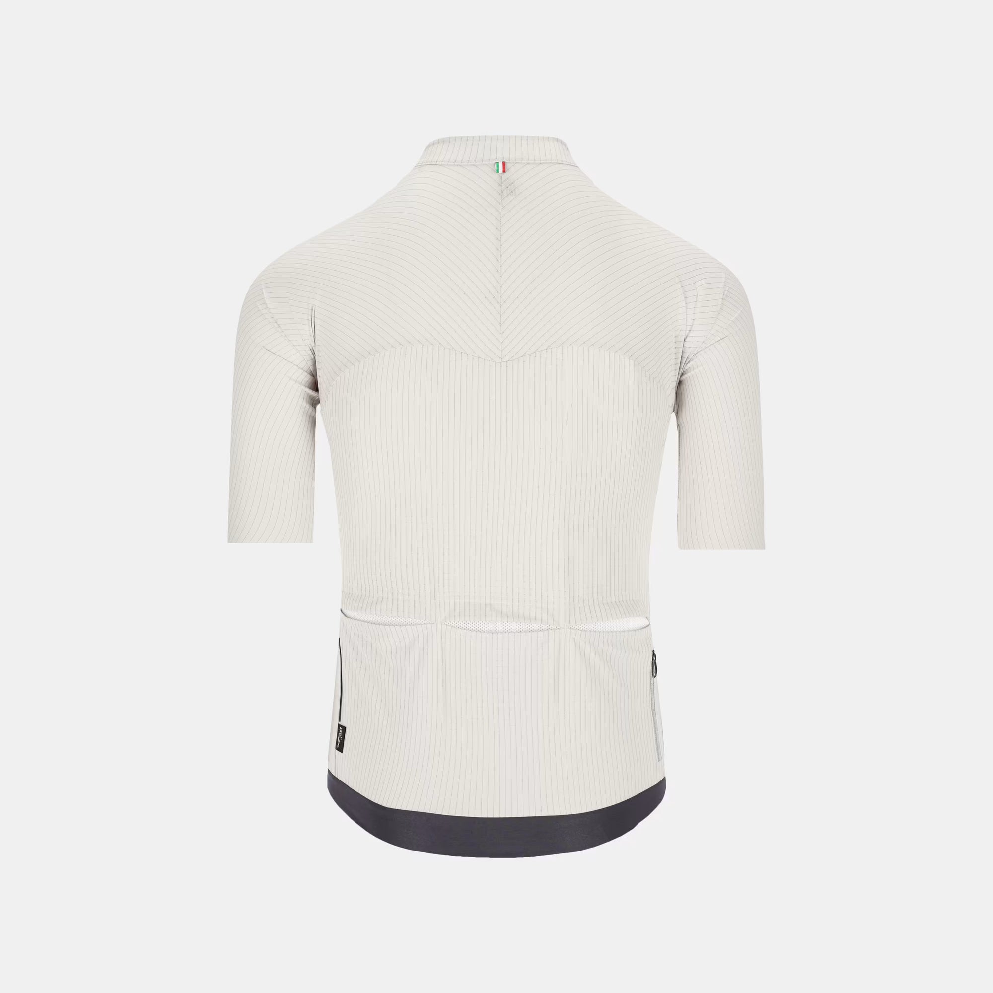 Back view of Q36.5 Dottore Pro Jersey - Men's - Optic White showing lightweight fabric and rear pockets for cycling storage