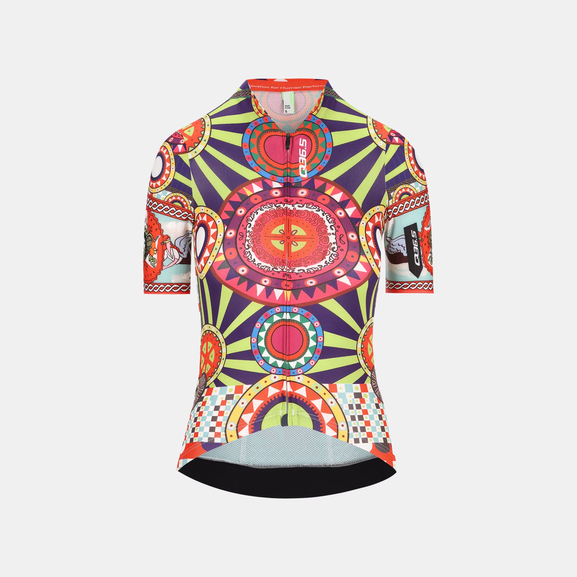 Q36.5 Gregarius Pro Pure Sicily Jersey - Women's - Pure Sicily with bold geometric and colorful pattern front view