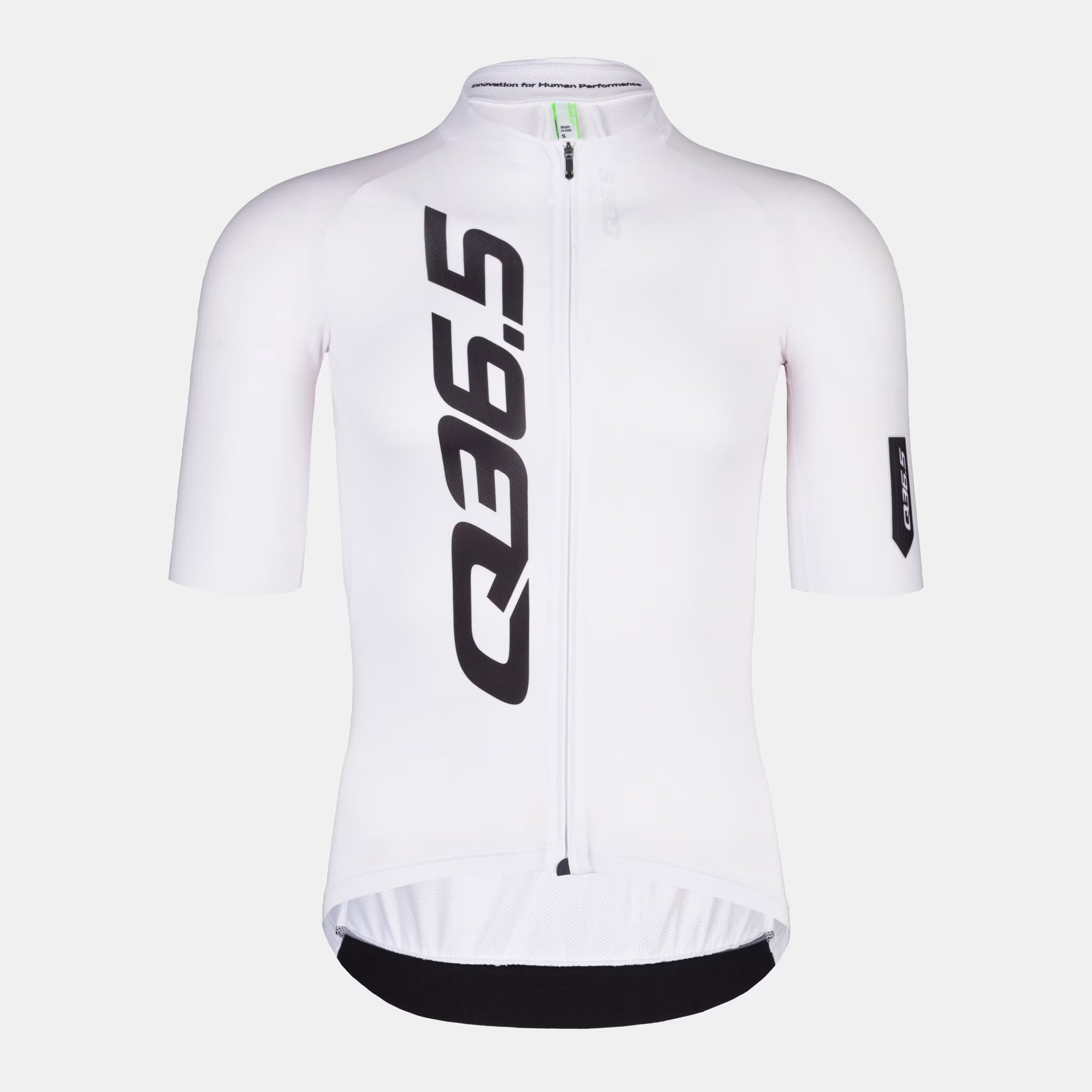 Q36.5 Gregarius Pro Signature Jersey - Men's - White front view with full zip and bold logo on breathable cycling jersey