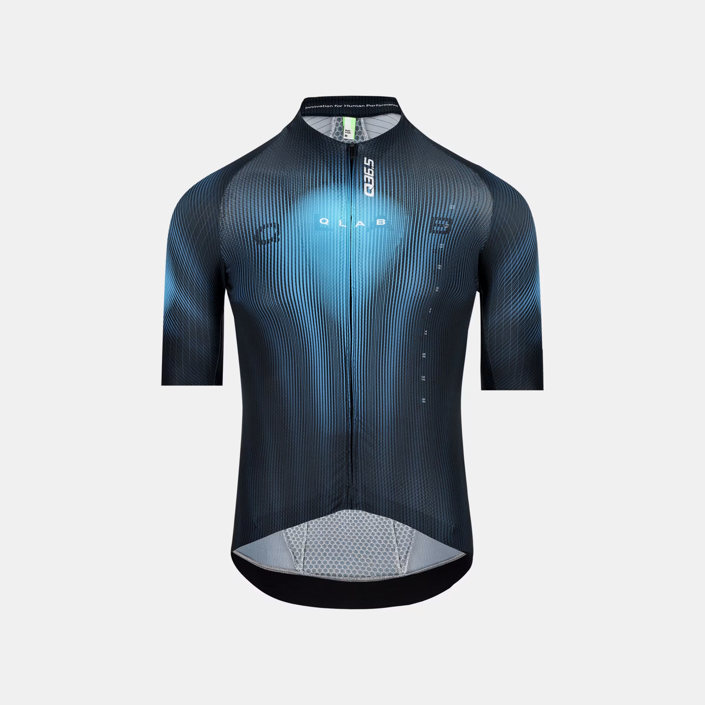 Q36.5 Gregarius Clima QLAB Jersey - Men's - Blue with gradient stripe design and full front zipper on white background