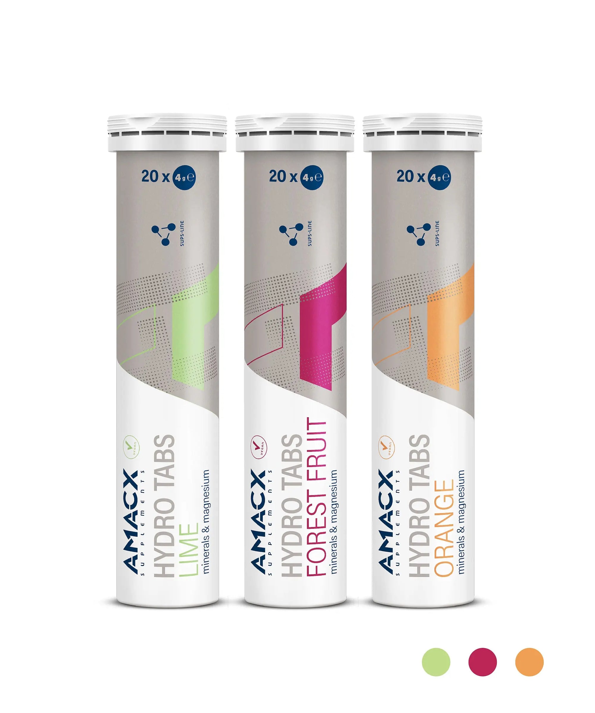 Hydro Tabs Forest Fruit | 3 pack shown in portrait, third gallery image with bright packaging for mineral replenishment