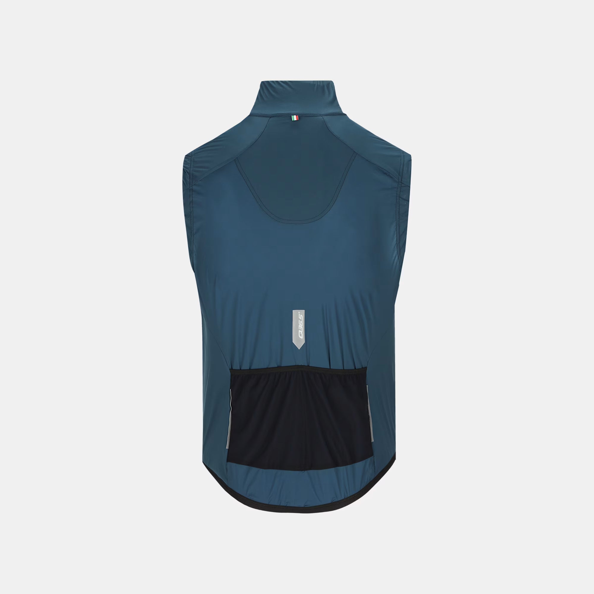 Q36.5 Adventure Vest - Men's - Australian Green shown from front with high collar and black mesh pocket detail