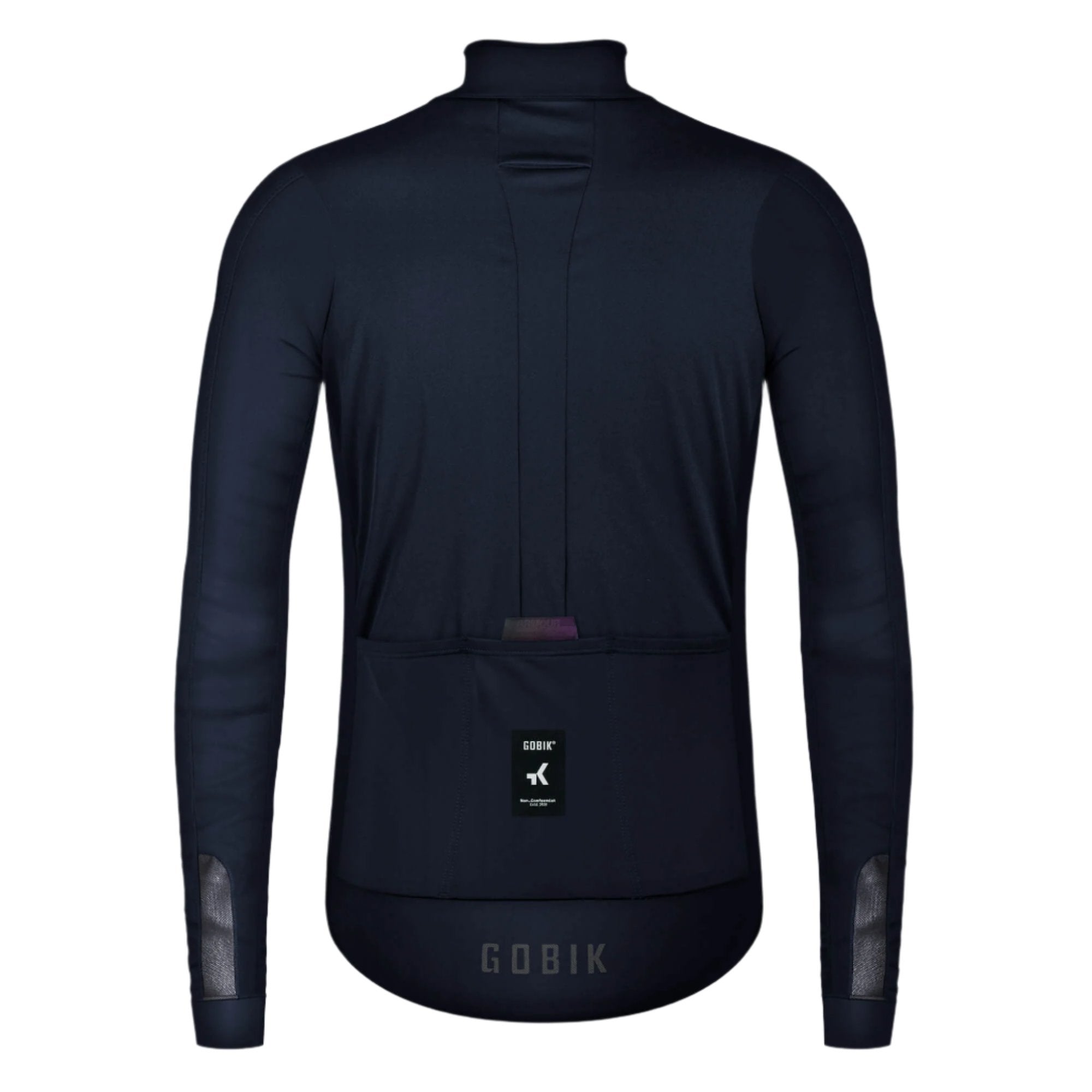 Back view of GOBIK Armour 2.0 Thermal Jacket - Unisex showing long sleeves and rear pockets in black fabric