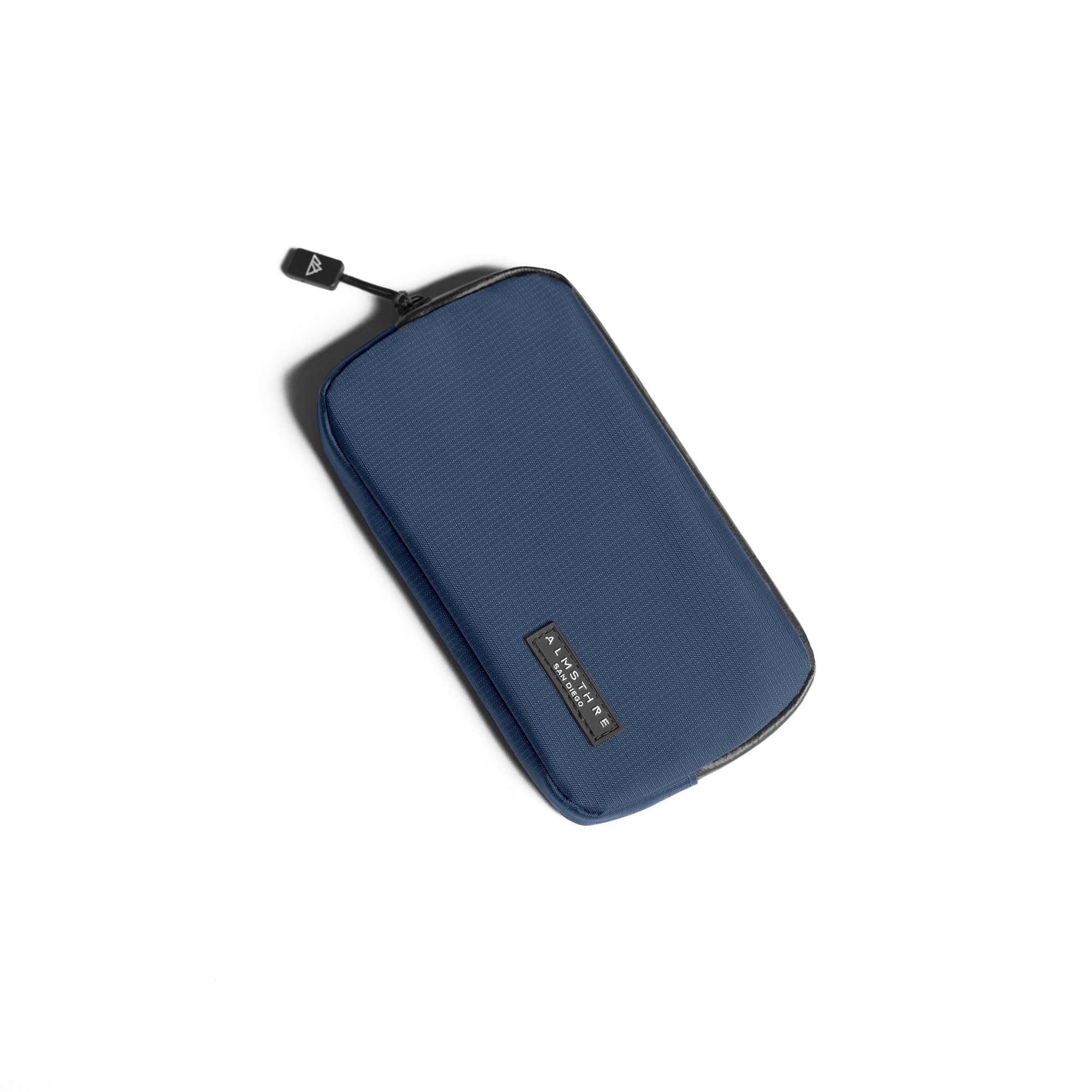 ALMSTHRE Ride Wallet in blue ripstop nylon with waterproof zipper for secure storage and durability
