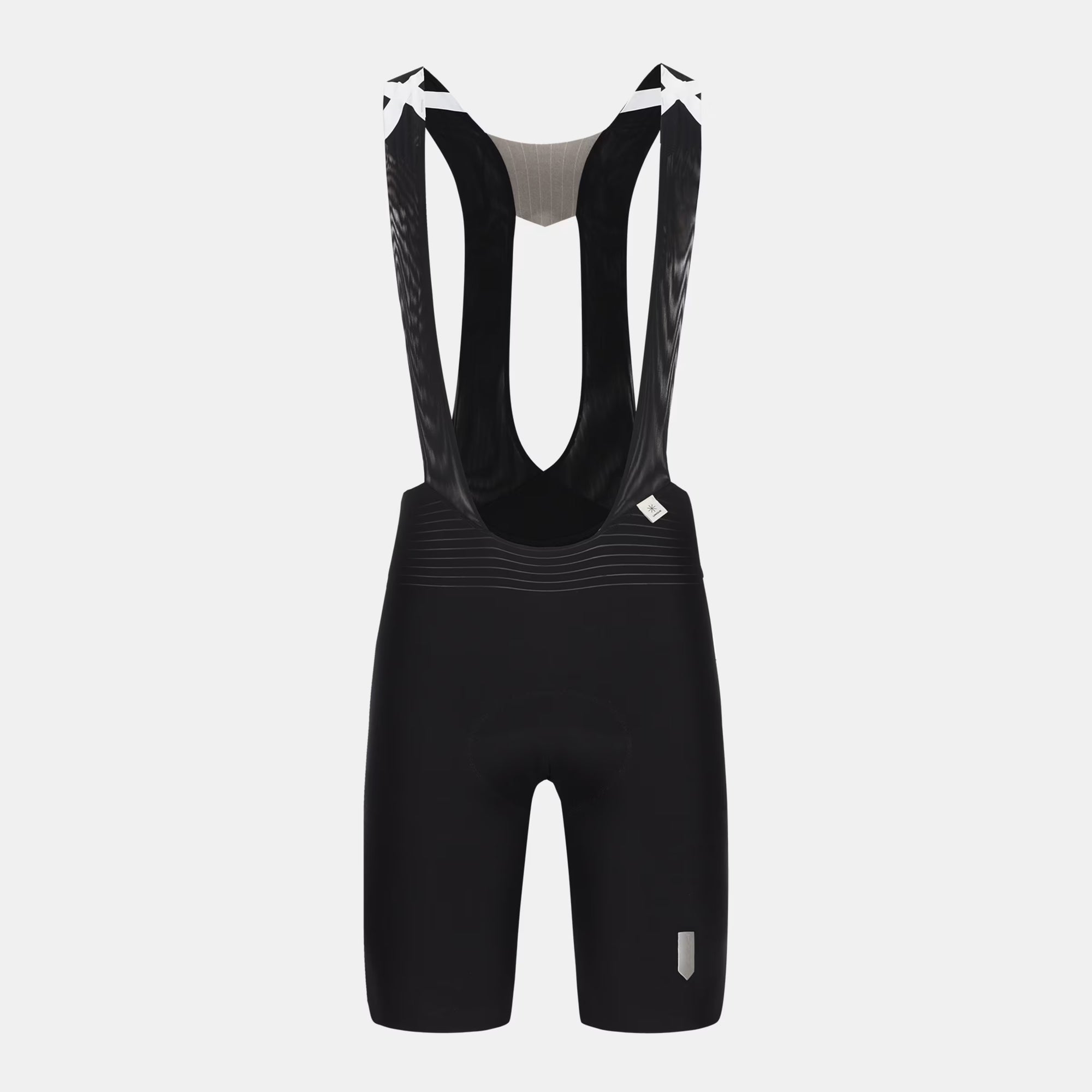 Q36.5 Unique Pro Bib Shorts - Men's - Black cycling shorts with mesh straps and padded seat area designed for comfort and performance.