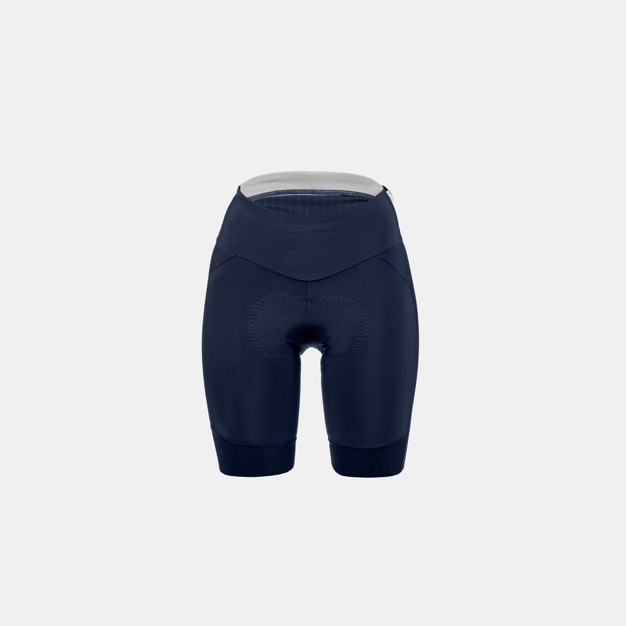 Q36.5 Gregarius Essential Half Shorts - Women's - Nautica Blue front view showing ergonomic fit and padded seat panel for cycling comfort