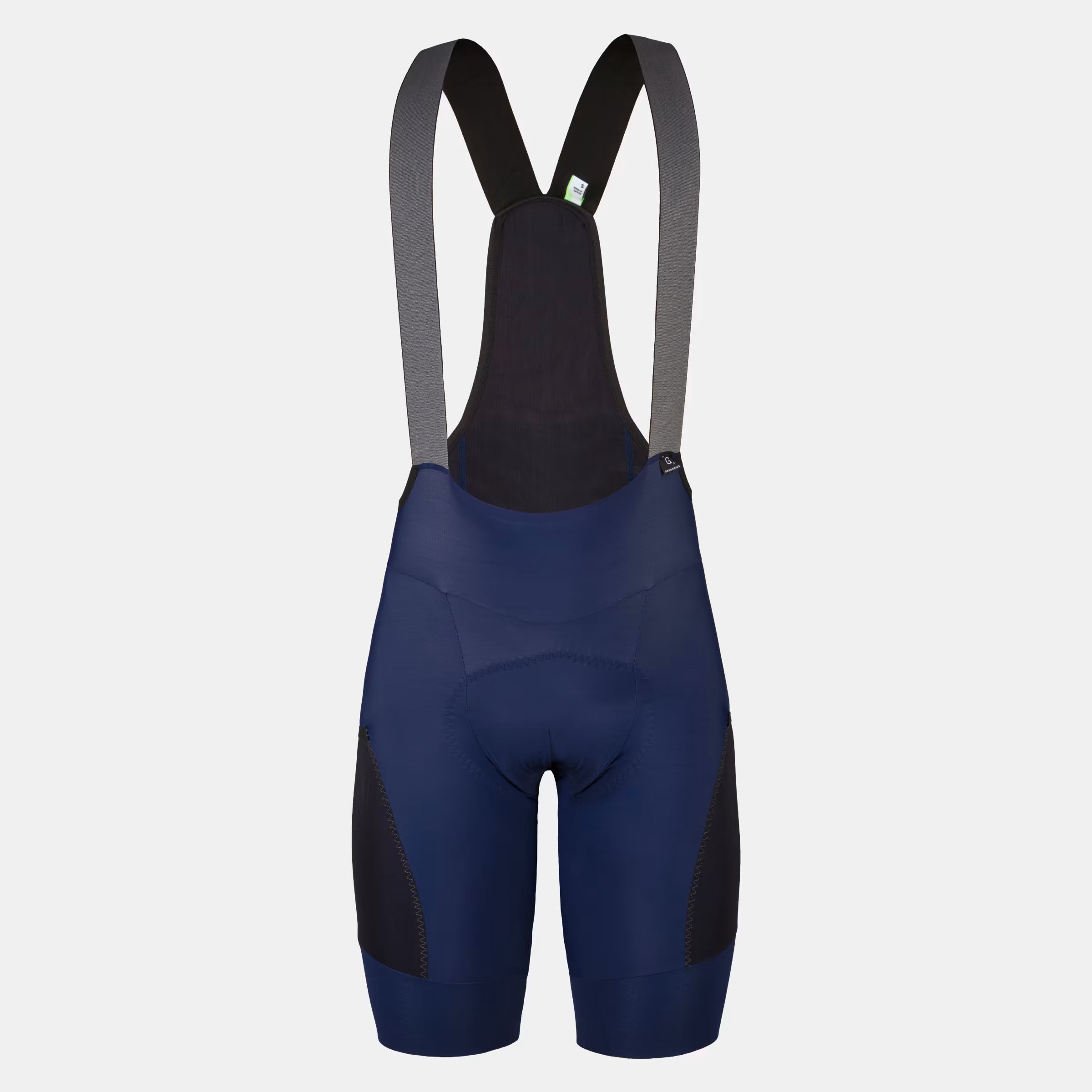 Q36.5 Adventure Cargo Bib Shorts - Men's - Navy Blue front view with breathable straps and padded seat for cycling comfort