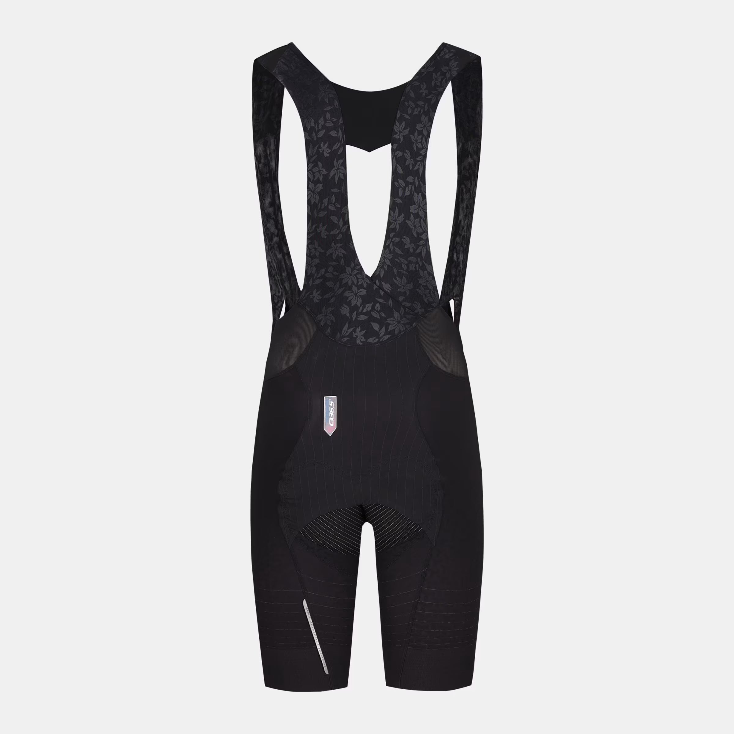 Q36.5 Dottore Clima Bib Shorts - Women's - Black showing rear view with breathable straps and ergonomic panel design