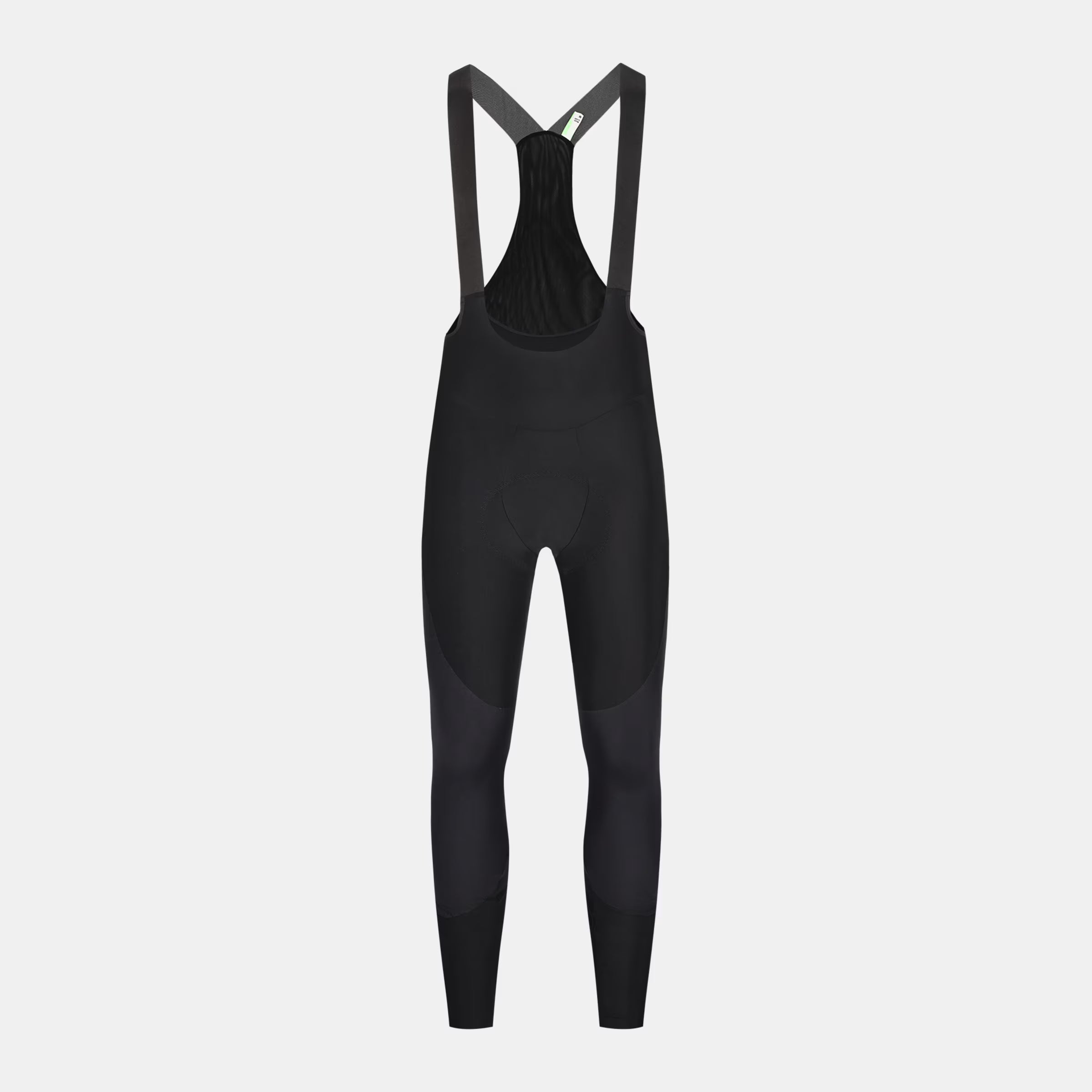 Q36.5 Adventure Winter Bib Tights - Men's - Black front view showing full-length design and supportive straps for cold weather cycling.
