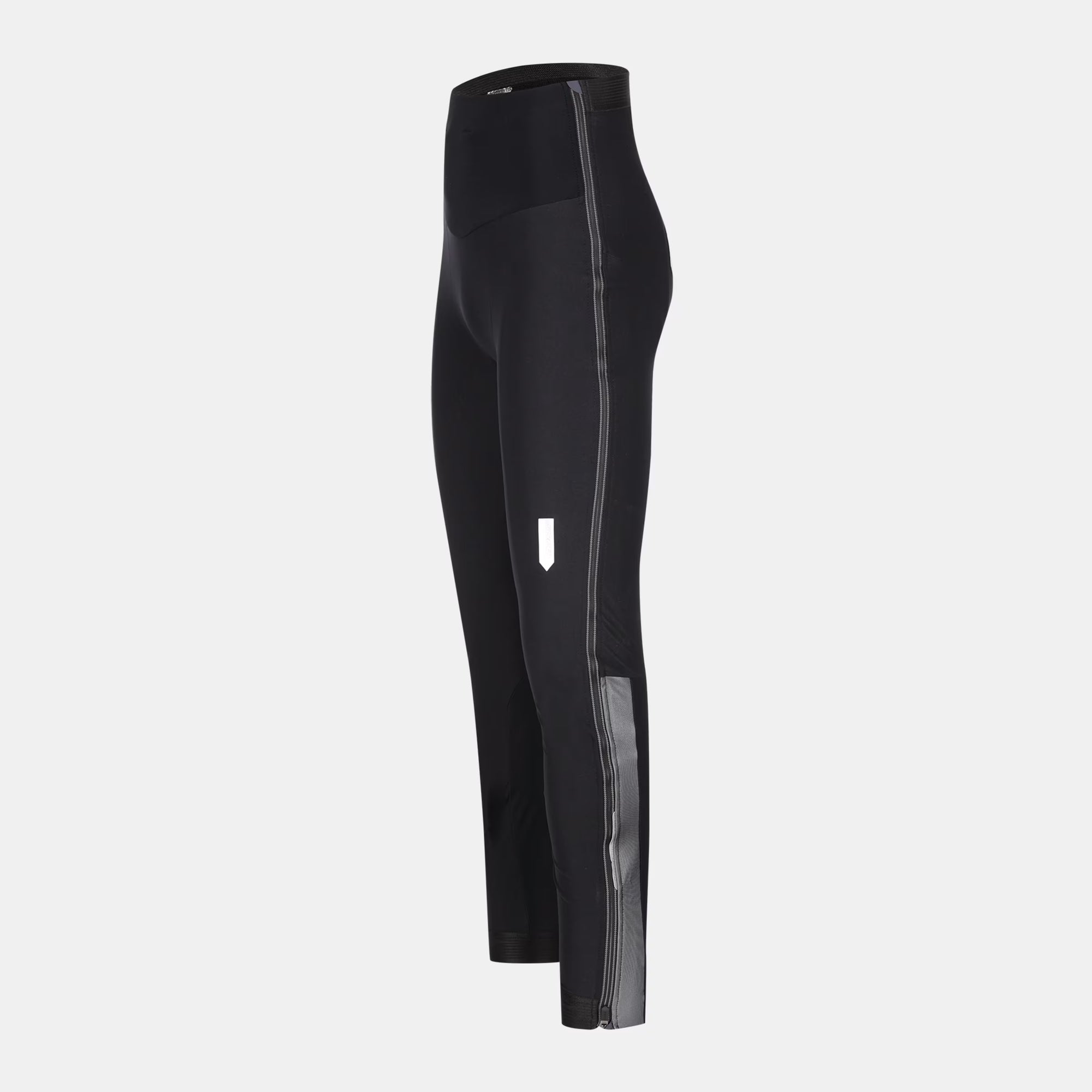 Q36.5 Adventure Winter Overtights - Unisex - Black side view showing full-length zip and reflective details on leg