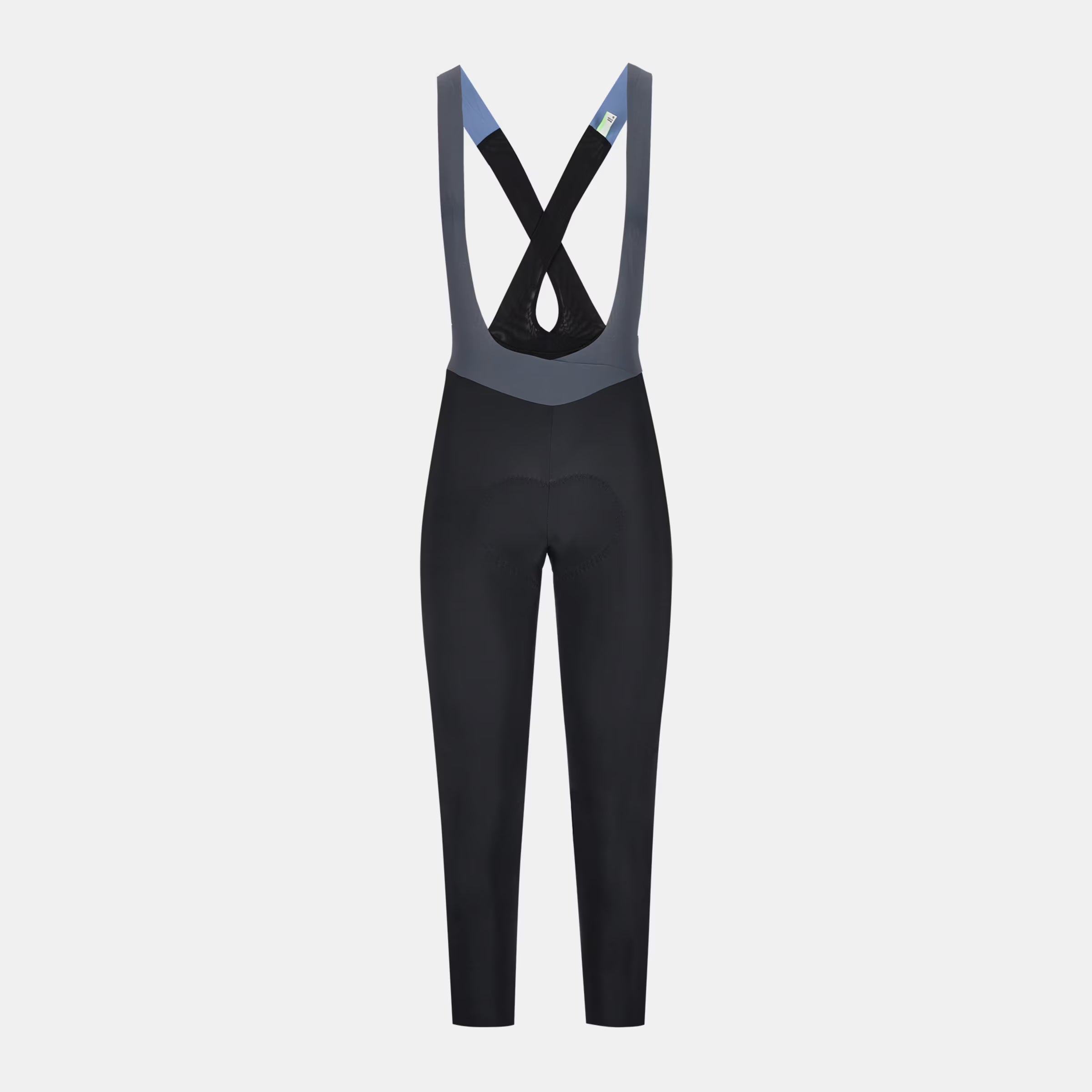 Q36.5 Gregarius Hybrid Light Bib Tights - Women's - Black with crossed straps and ergonomic fit shown from rear view
