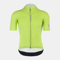 Q36.5 Dottore Pro Jersey - Men's - Lime Green front view showing slim fit and full front zipper on aerodynamic cycling jersey