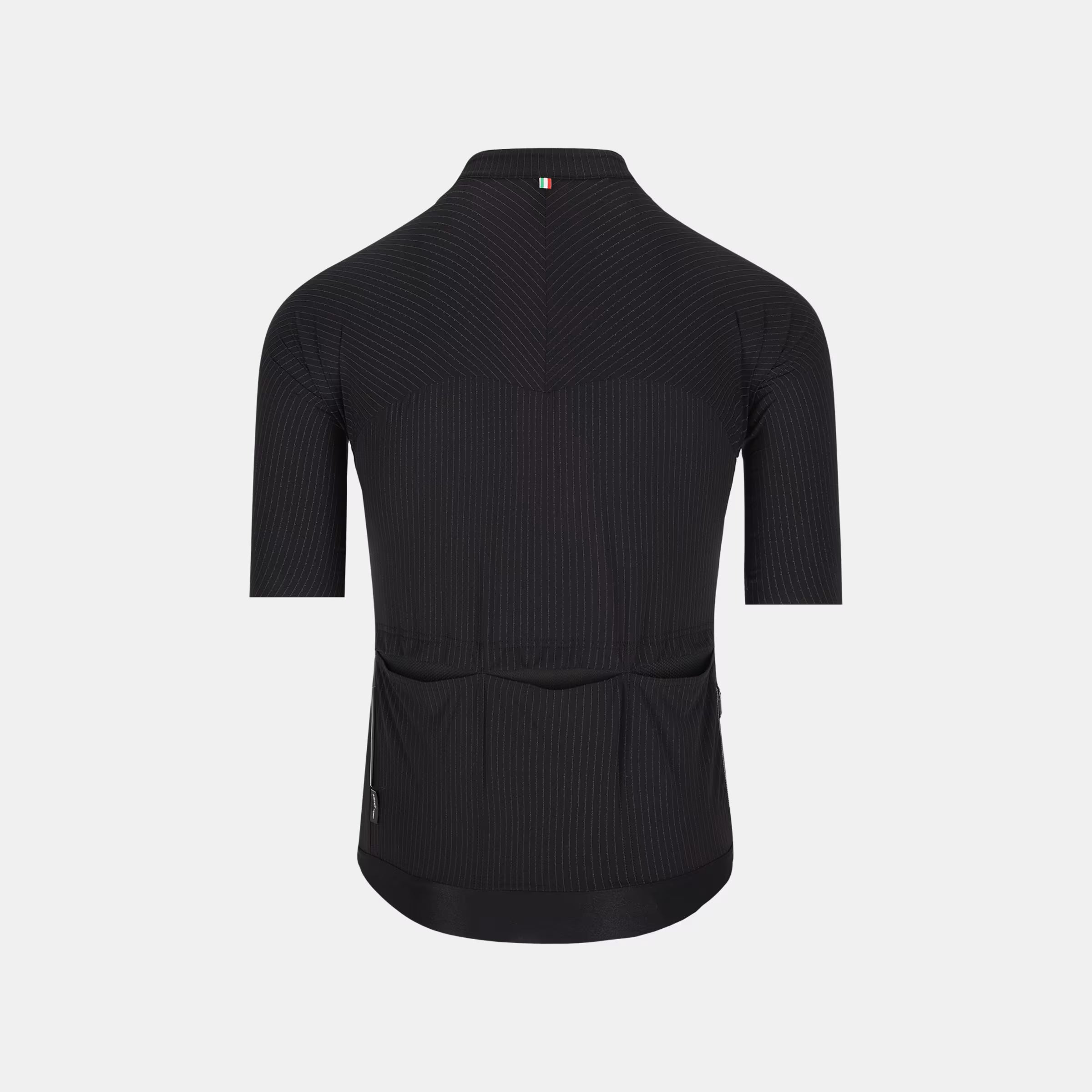 Q36.5 Dottore Pro Jersey - Men's - Black rear view showing 3D fast-drying fabric and three rear pockets for cycling use