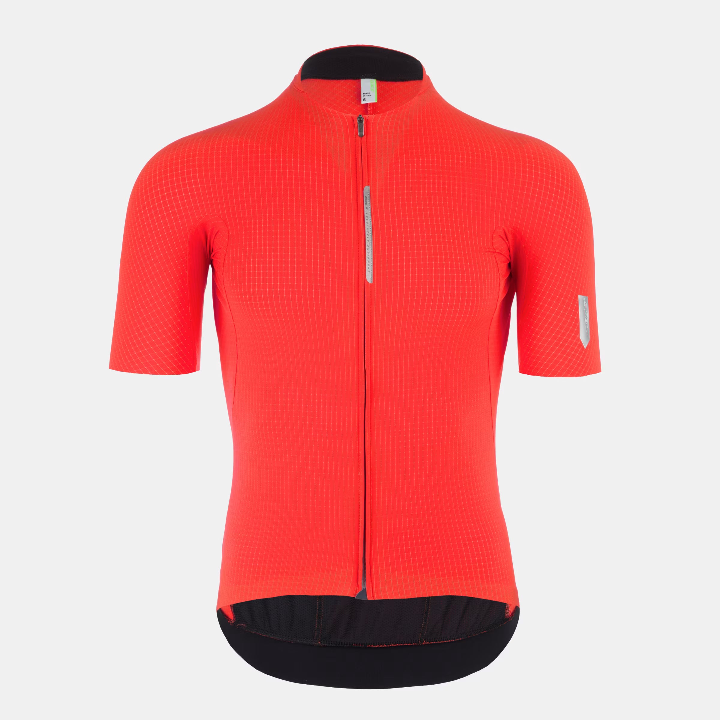 Q36.5 Dottore Pro Jersey - Men's - Red front view with zipped collar and textured fast-drying fabric for aerodynamic cycling