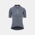 Front view of Q36.5 Dottore Pro Jersey - Women's - Grisaille Blue with textured fabric and short sleeves