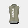 Q36.5 Gregarius Signature Sleeveless Jersey - Men's - Olive Green with front zipper and printed logo on breathable cycling fabric