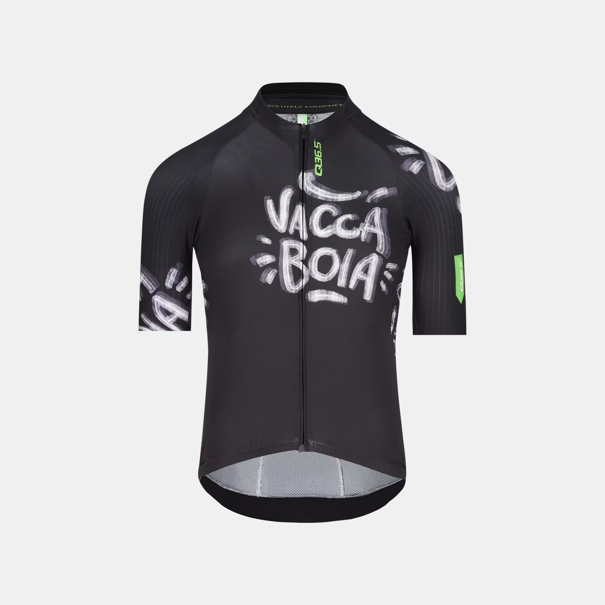 Q36.5 Gregarius Pro Vaccaboia Jersey - Men's - Vaccaboia in black with short sleeves and bold graphic lettering on front and sleeves