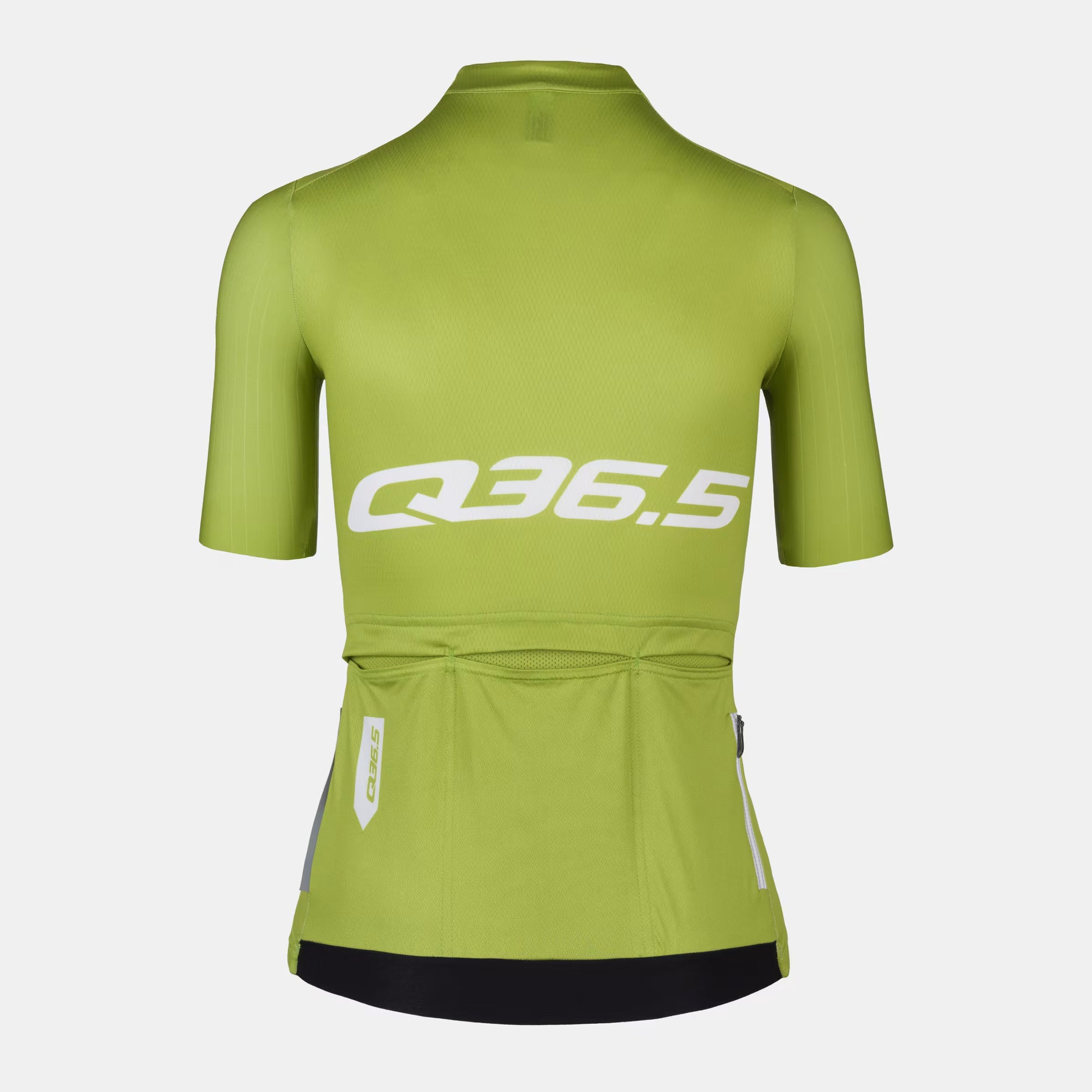 Back view of Q36.5 Gregarius Pro Signature Jersey - Women's - Pistacchio Green with rear pockets and clean design
