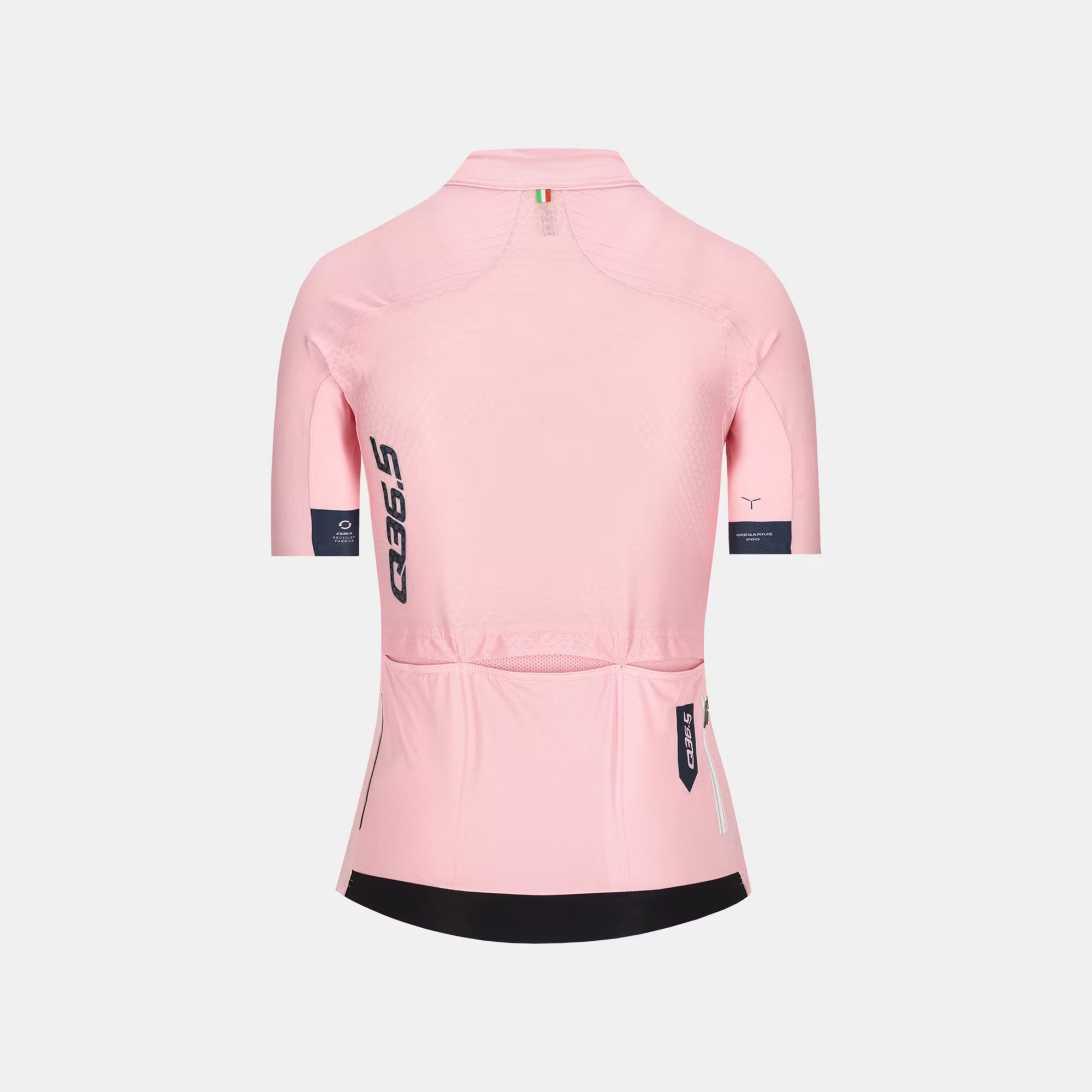 Back view of Q36.5 Gregarius Pro Signature Jersey - Women's - Gazzetta Pink showing rear pockets and breathable fabric design