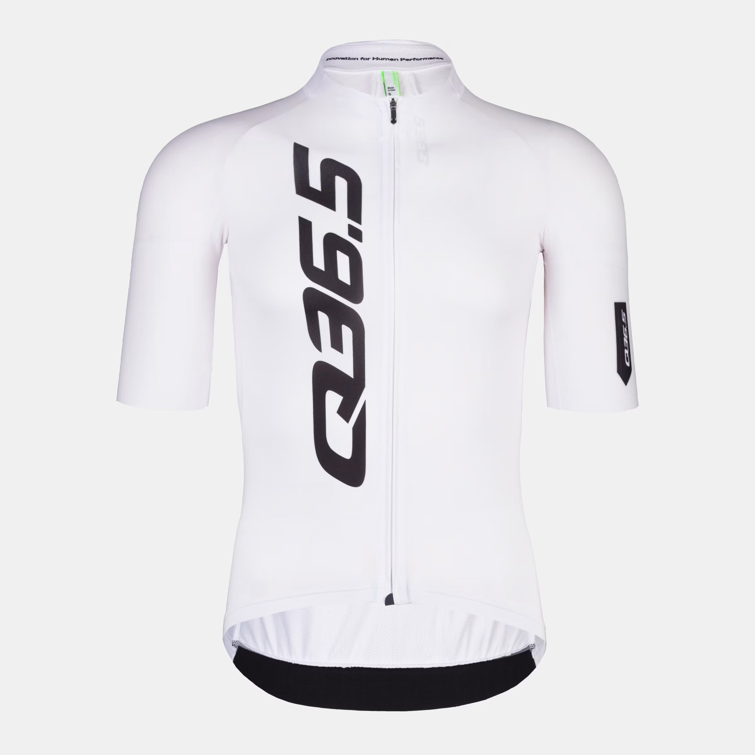Q36.5 Gregarius Pro Signature Jersey - Men's - White front view with full zip and bold logo on breathable cycling jersey