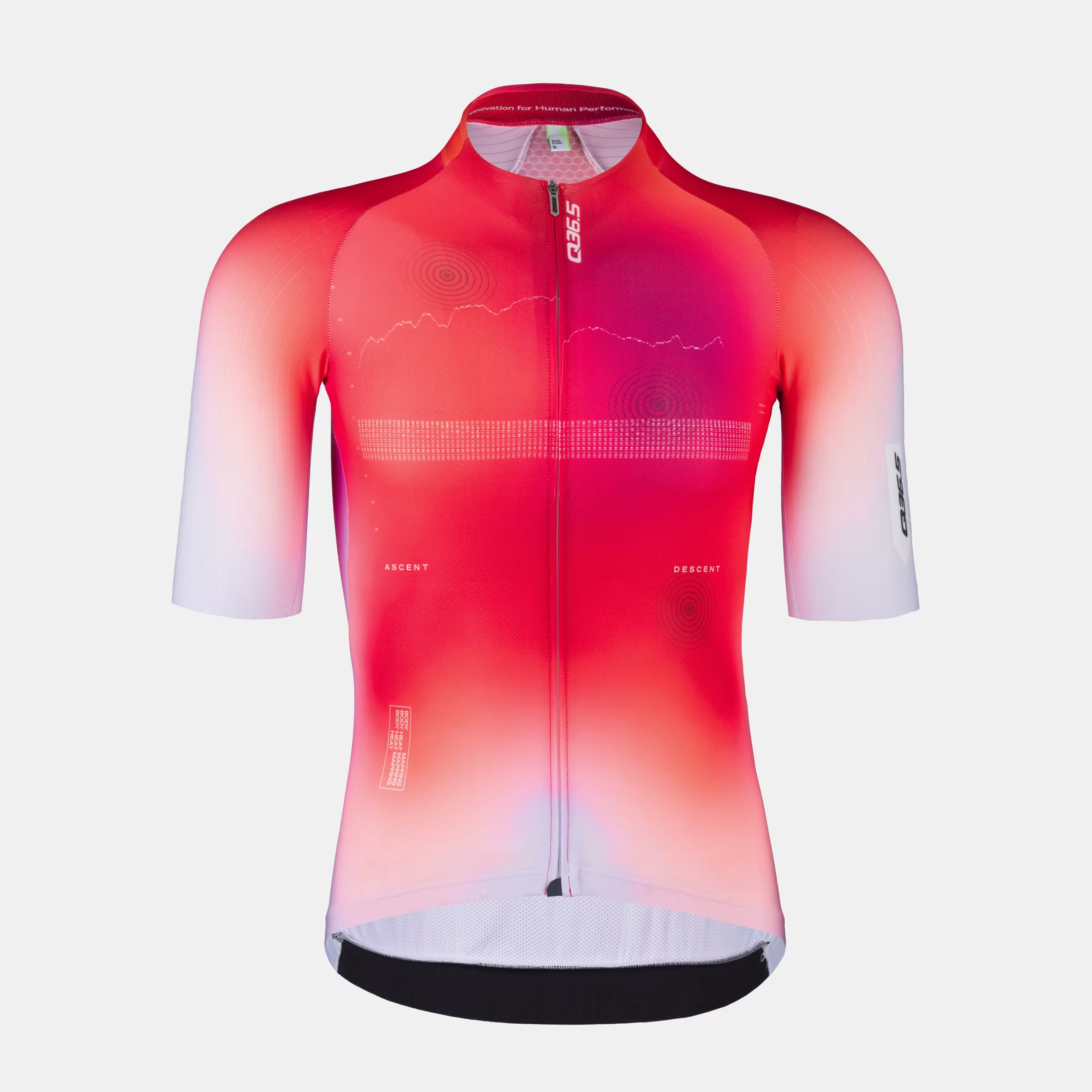 Q36.5 Gregarius Pro QLAB Jersey - Men's - Red with front zipper and subtle pattern on breathable cycling fabric