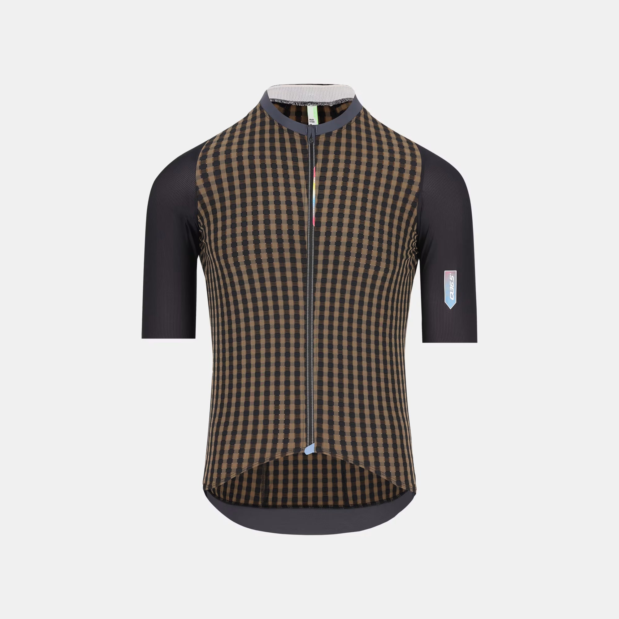 Q36.5 Dottore Clima Jersey - Men's - Olive Green with short sleeves and front zipper in lightweight performance fabric