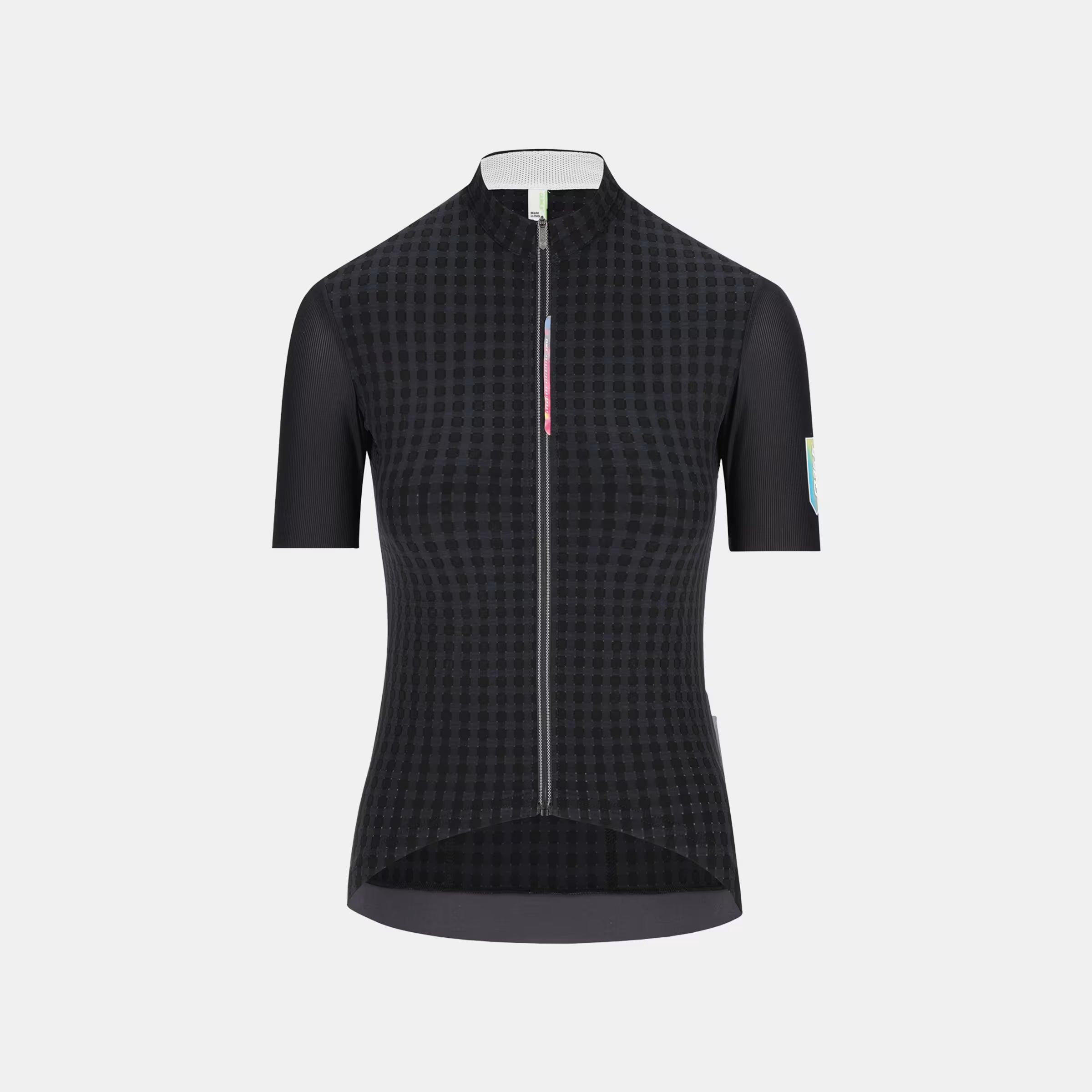 Q36.5 Dottore Clima Jersey - Woman's - Black with front zipper and subtle textured pattern on short sleeves cycling fit