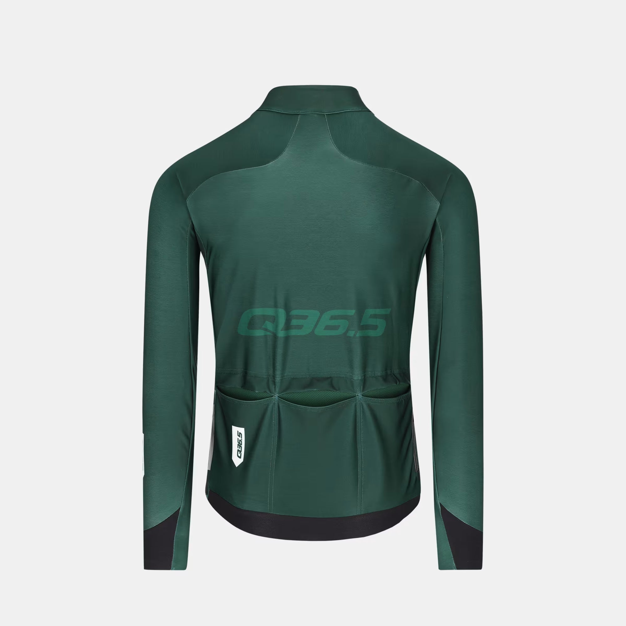 Q36.5 Gregarius Hybrid Signature Long Sleeve Jersey - Men's - Forest Green back view showing rear pockets and fitted design