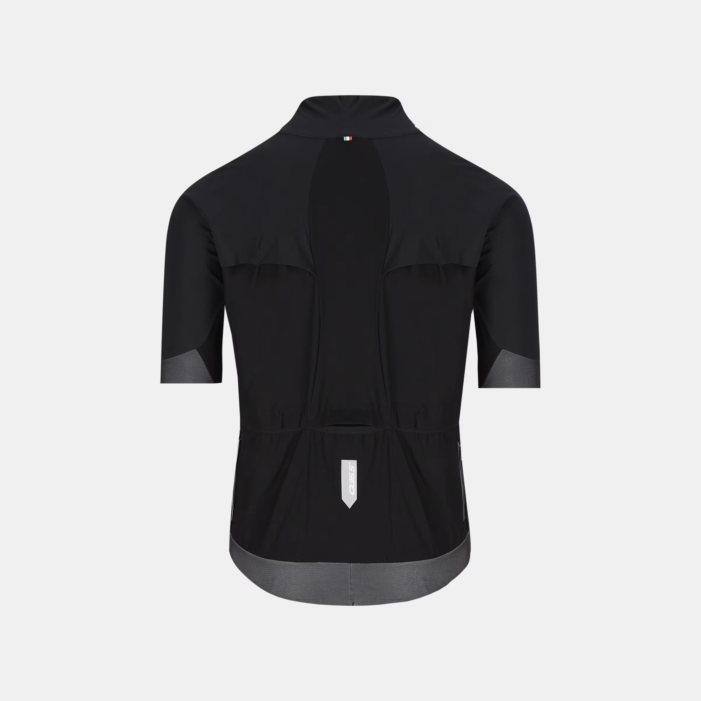 Q36.5 Bat Shell Jersey - Unisex - Black shown from back with short sleeves and rear pockets against light background