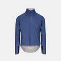 Front view of Q36.5 Rain Shell Jacket - Unisex - Navy Blue with high collar and full zipper closure against white background