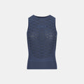 Q36.5 Base Layer 1 Sleeveless - Navy Blue shown from back with hexagonal mesh pattern for breathability and comfort