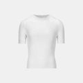 Q36.5 Base Layer 2 Short Sleeve - White front view showing lightweight breathable fabric with subtle hex pattern design