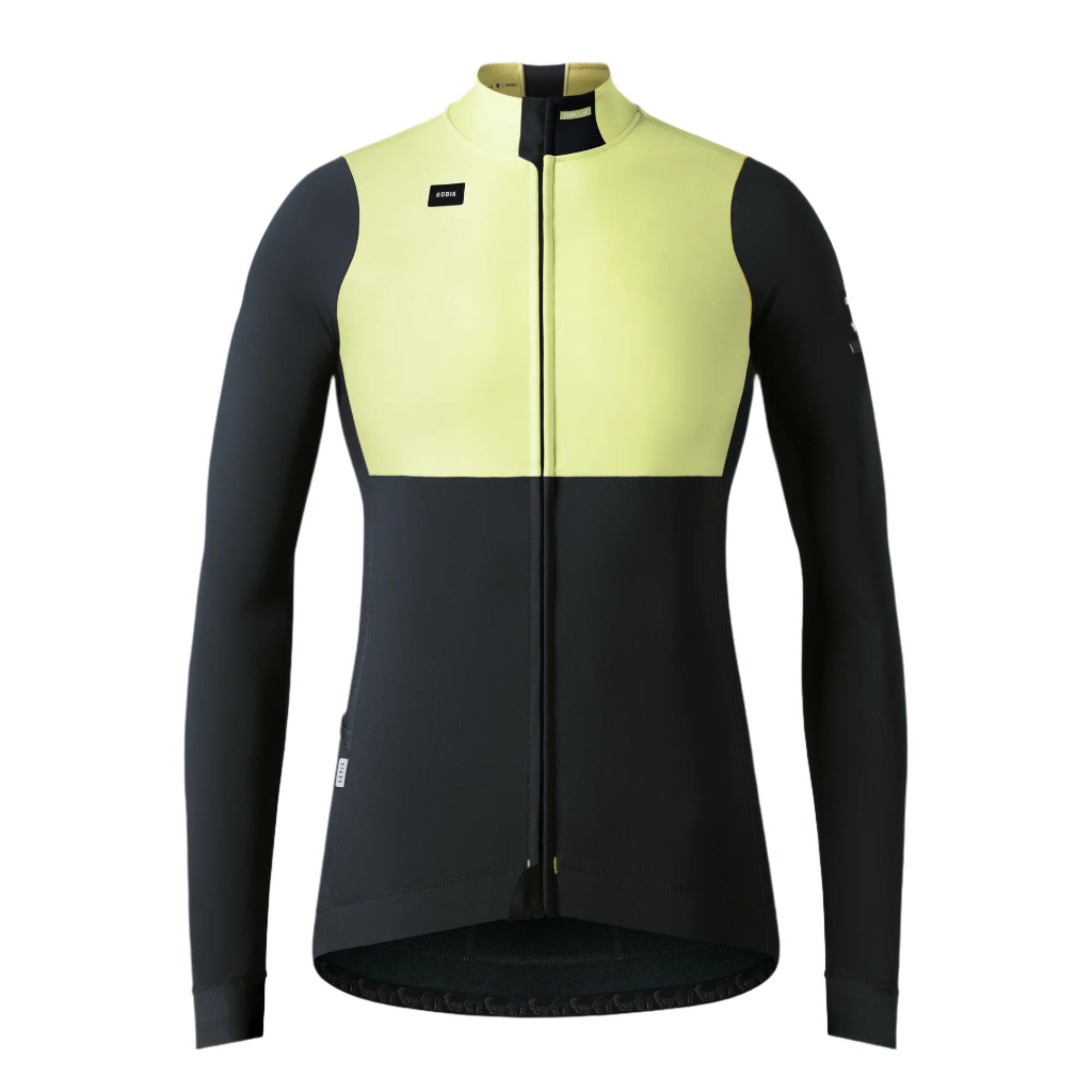 GOBIK Mist Blend 2.0 Jacket - Women's front view in yellow and black with full zip and long sleeves for cycling performance
