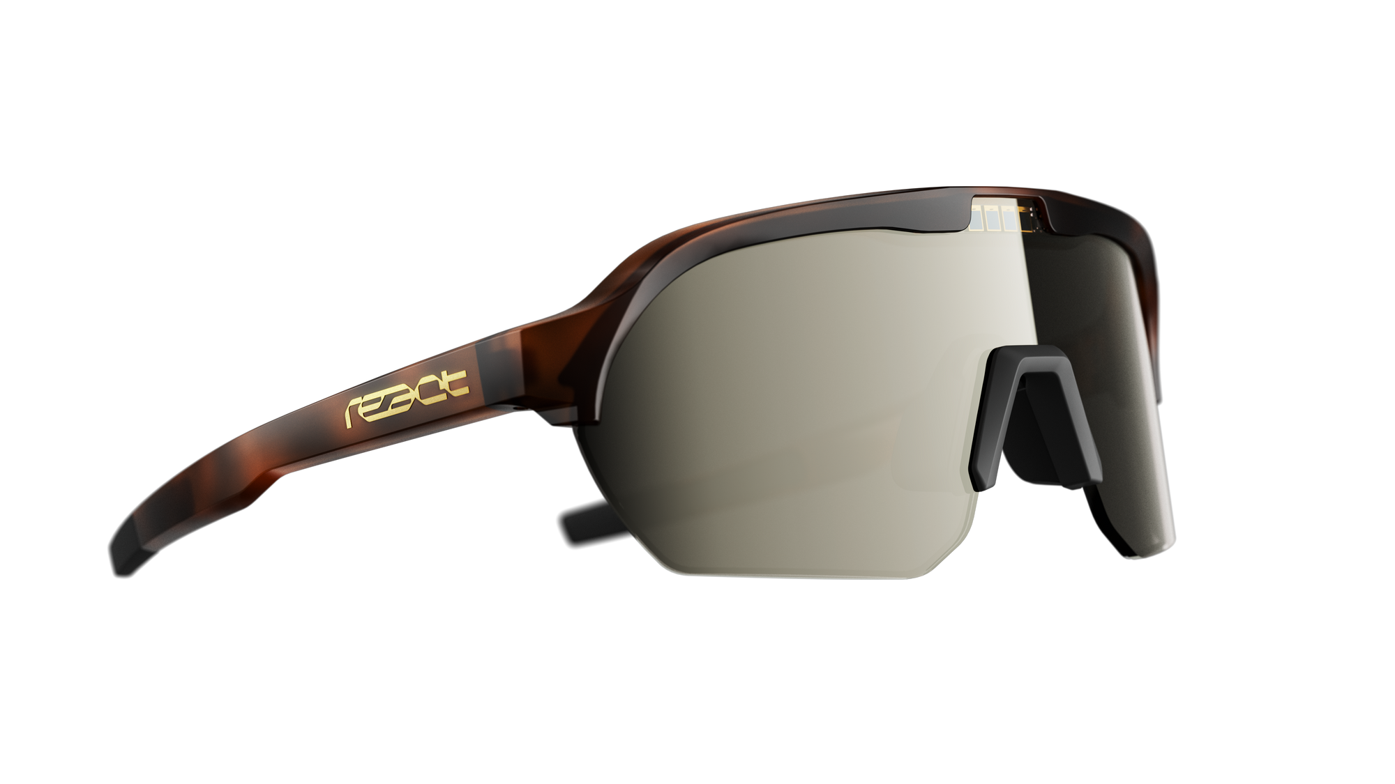 REACT Optray Sunglasses with tortoiseshell frame and reflective lenses showcasing sleek modern design