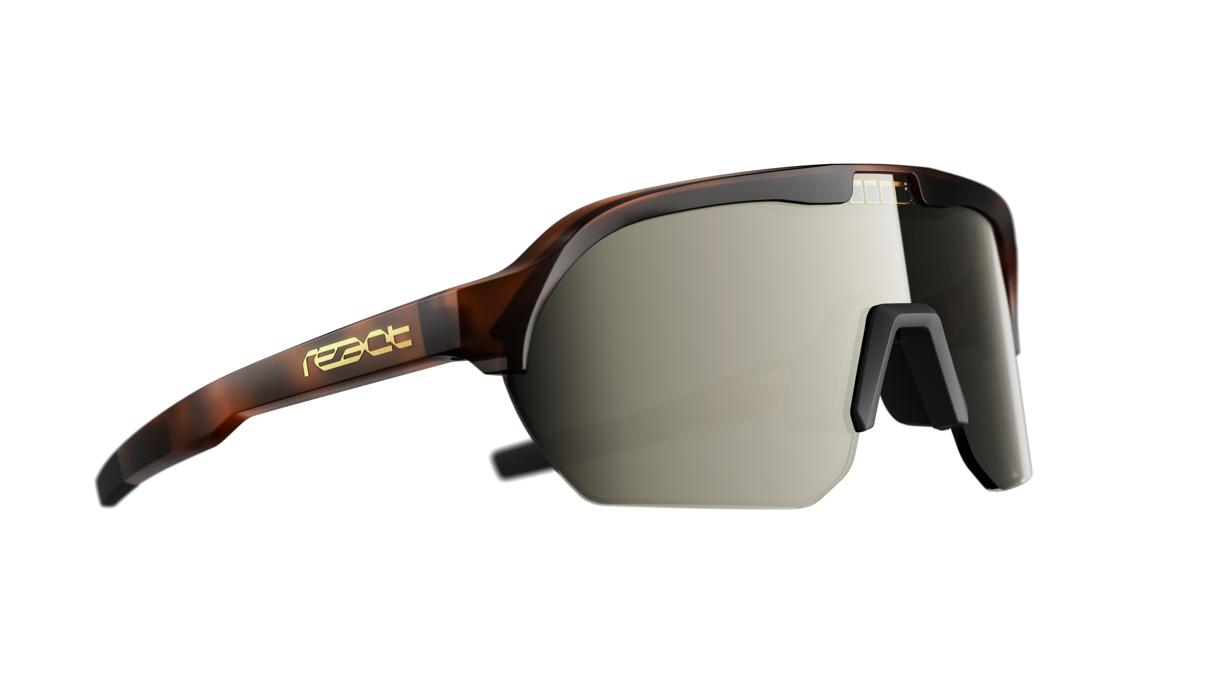 REACT Optray Sunglasses with tortoiseshell frame and reflective lenses showcasing sleek modern design