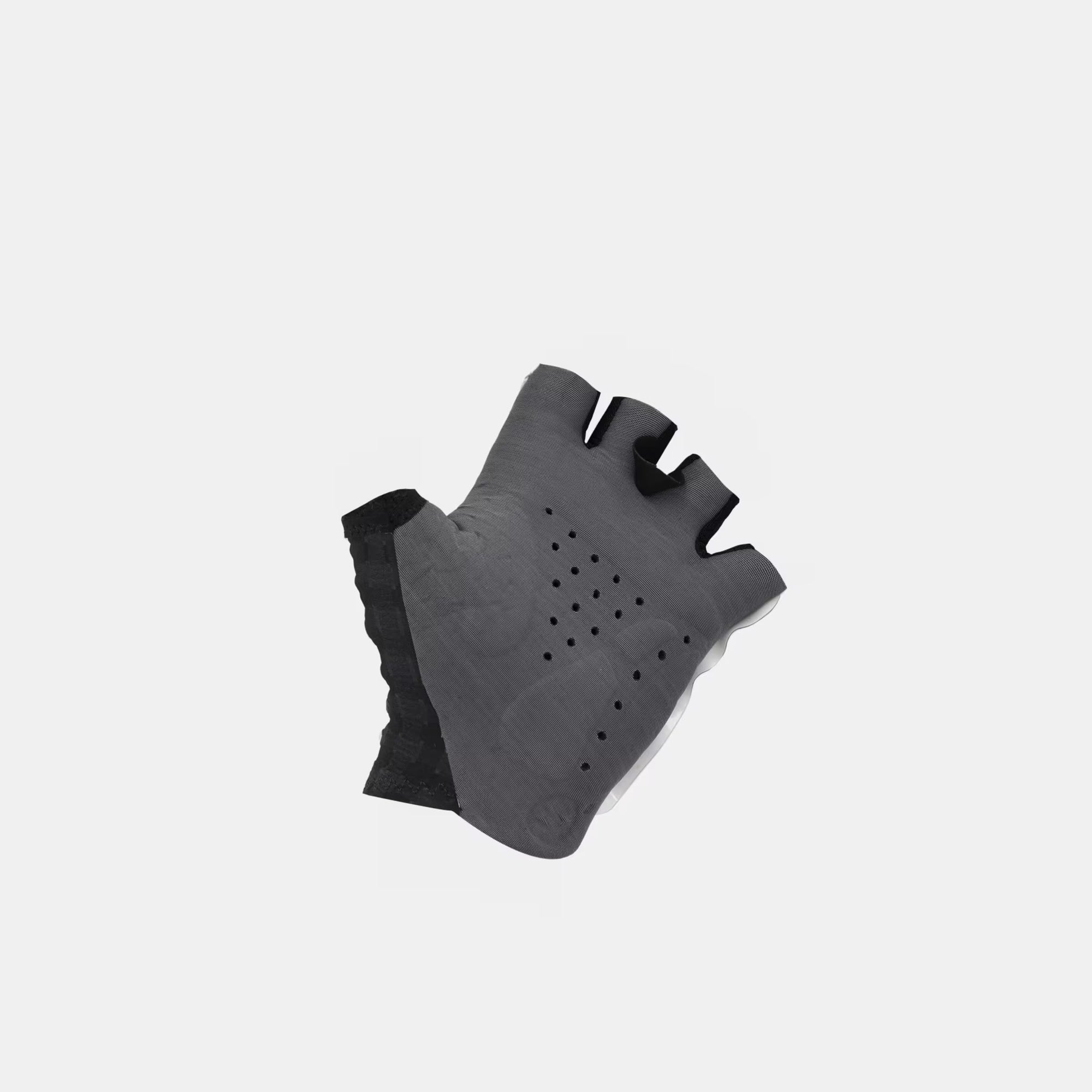Pair of Q36.5 Dottore Clima Summer Gloves - Black with ventilated palm and fingerless design for warm weather cycling comfort