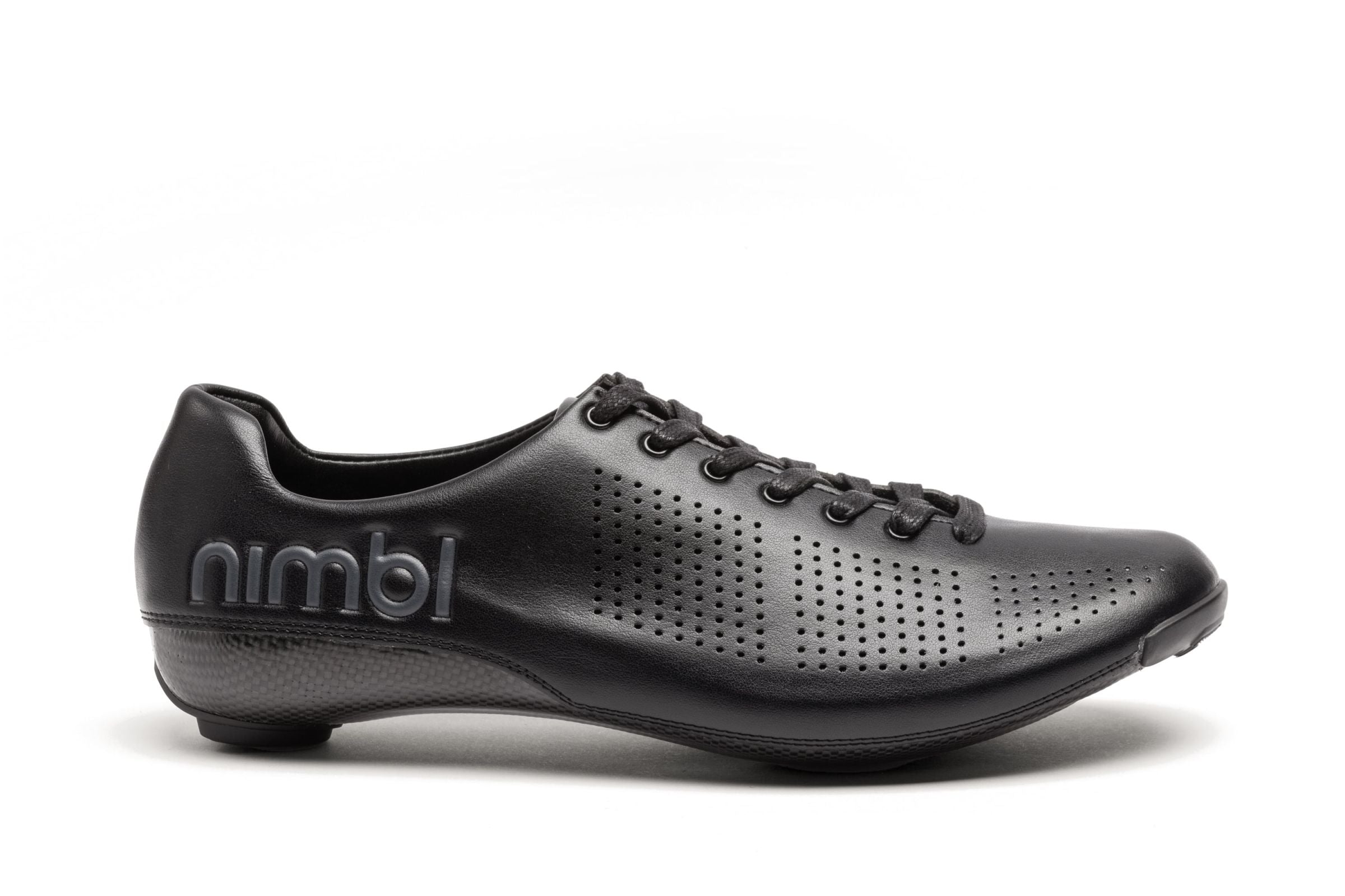 Nimbl AIR lightweight climber's shoe in black with perforated upper and sleek aerodynamic design for power transfer and breathability