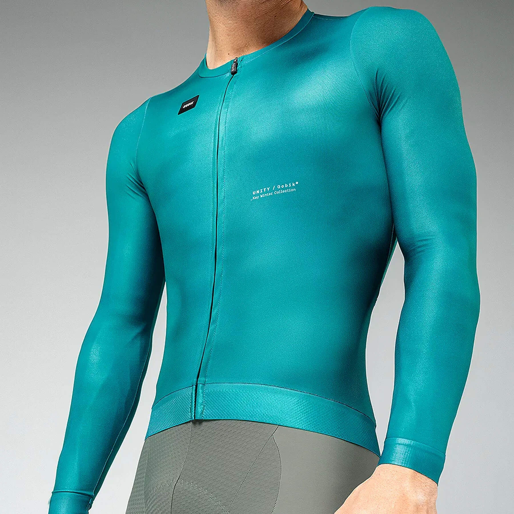 Close-up of the GOBIK CX Pro 2.0 jersey's textured cuff and sleek sleeve for performance.