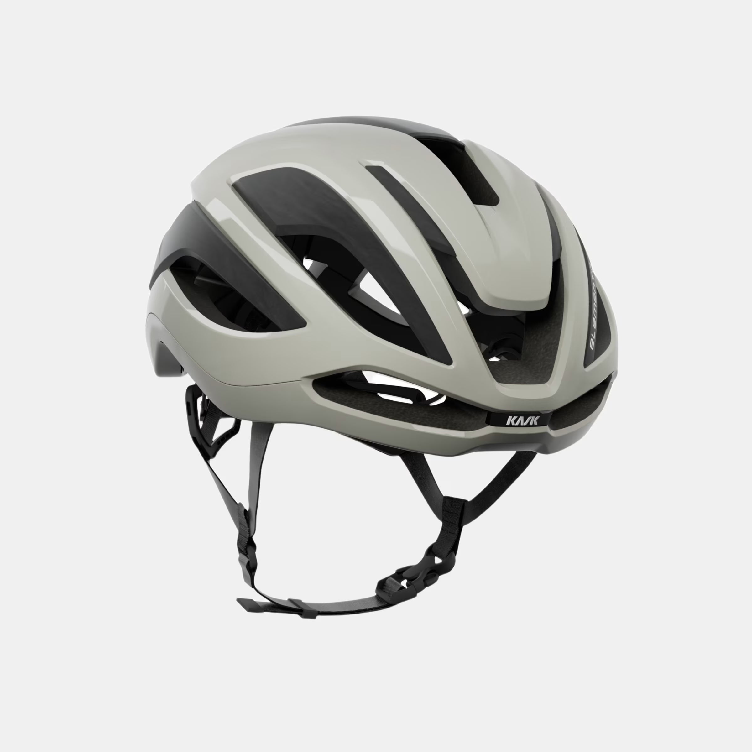 Kask Elemento Helmet - Sporty Grey showing aerodynamic vents and adjustable straps for road and gravel cycling comfort
