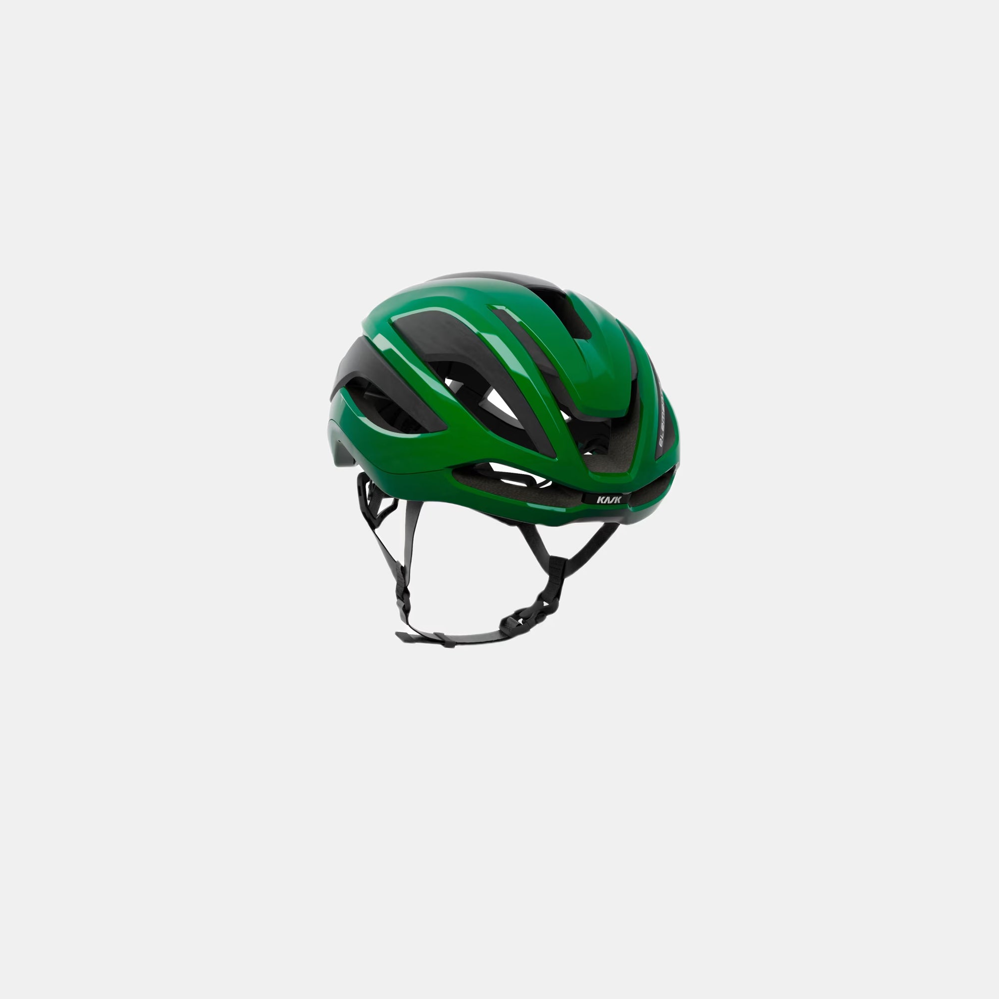 Kask Elemento Helmet  - Beetle Green shown with aerodynamic vents and adjustable strap for road and gravel cycling safety