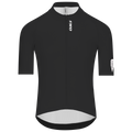 Front view of Q36.5 Gregrarius Pro Jersey - Men's - Jet Black cycling shirt with short sleeves and full zipper
