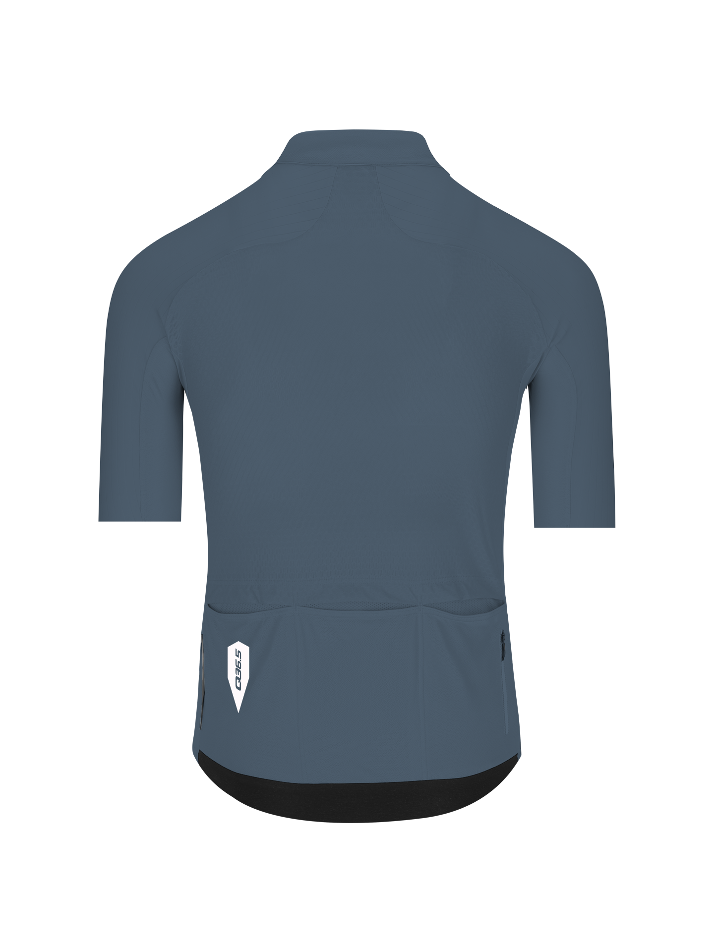 Back view of Q36.5 Gregrarius Pro Jersey - Men's - China Blue with short sleeves and rear pockets.