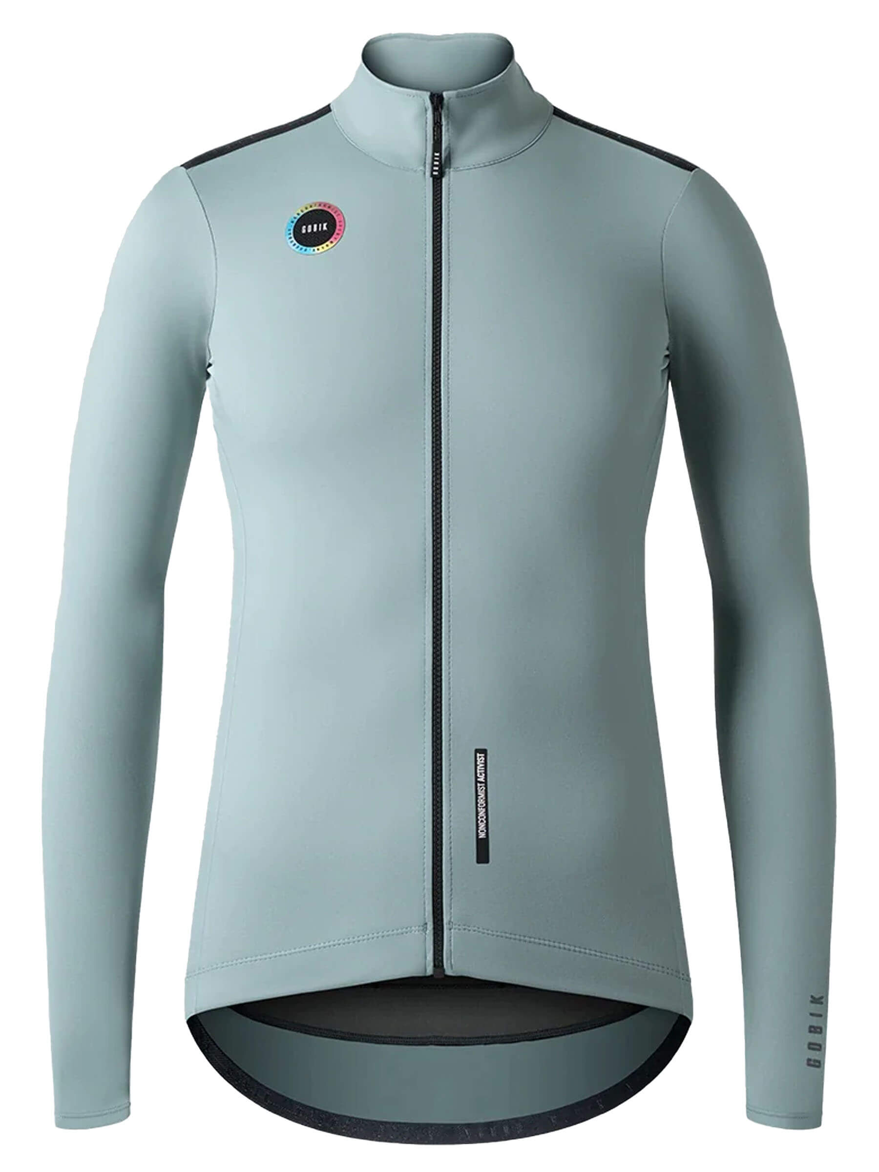 GOBIK Envy Jacket - Women's in light blue with full front zipper and high collar for cycling performance and comfort